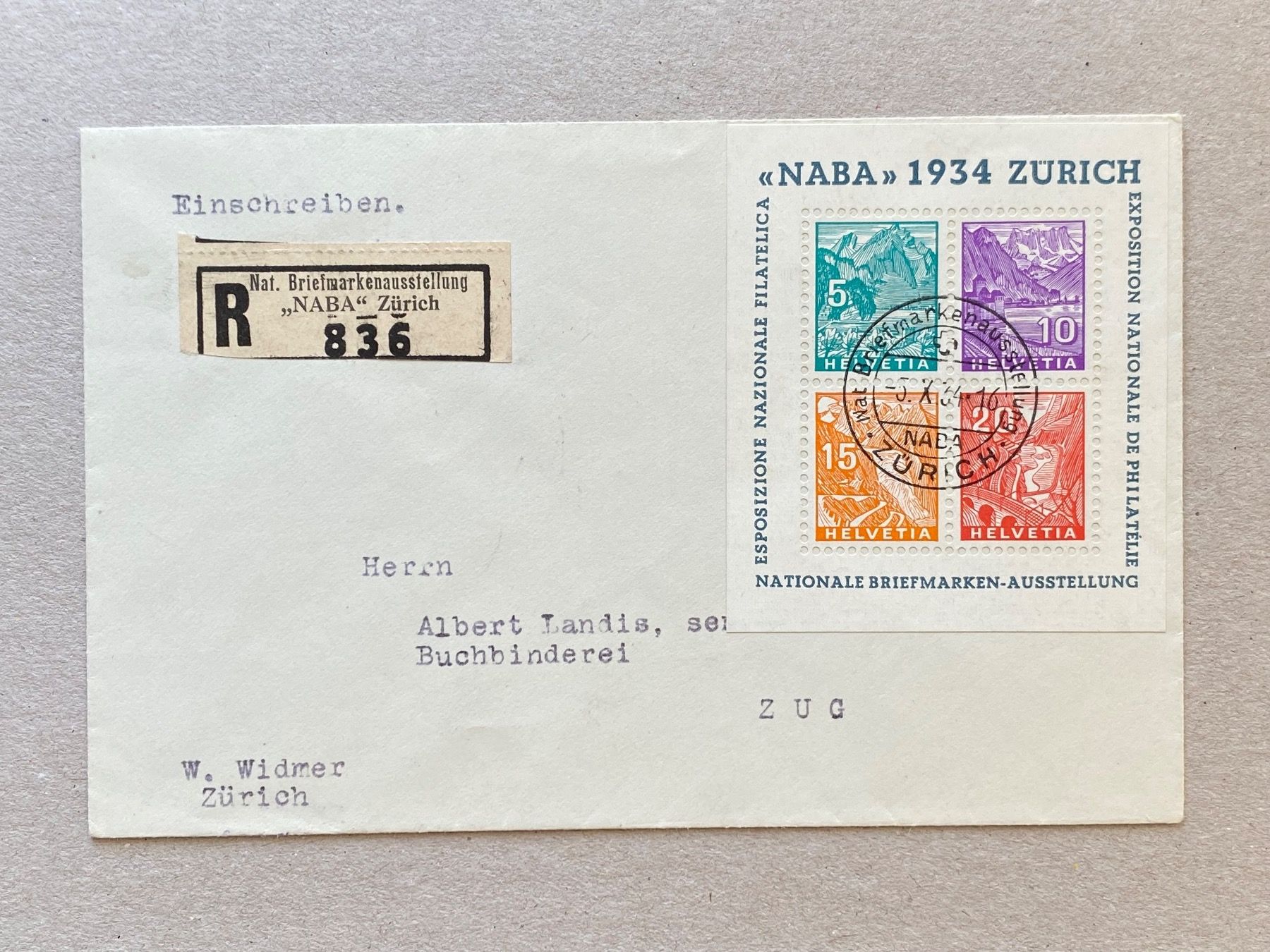 Tutti i francobolli: W1, eingeschrieben, Brief nach Zug – Usato da Aarau venduto da hilde47