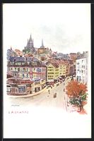Lausanne, Strassenpartie mit Blick zur K