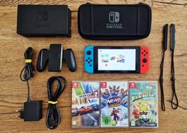 Nintendo Switch V2 + 3 Spiele + Dock