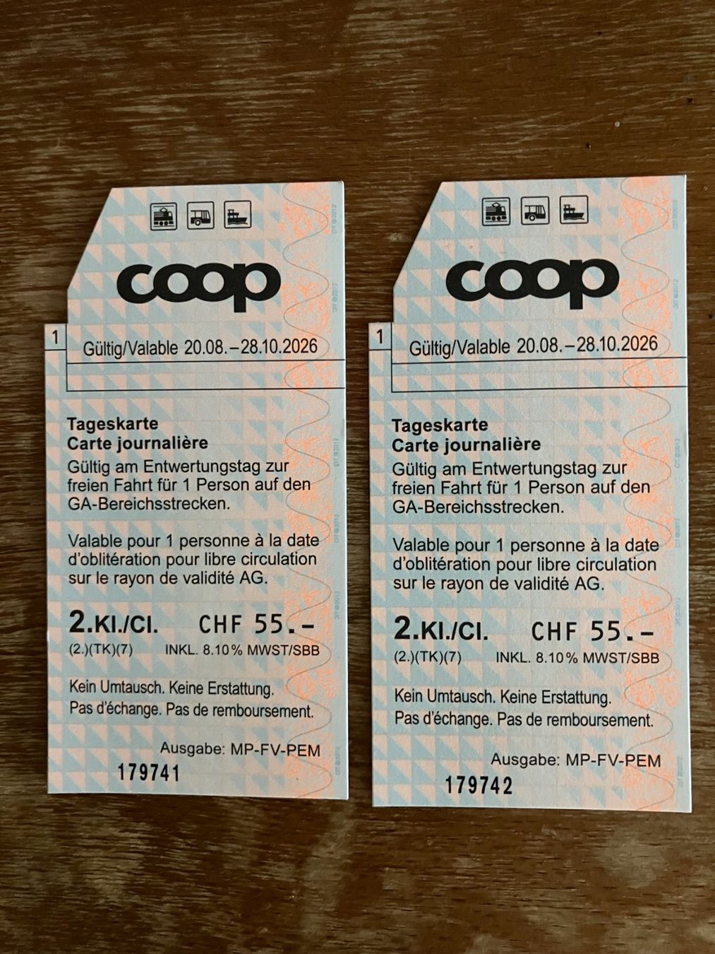 Tickets: SBB Tageskarte – Neu und originalverpackt aus Wallenwil von steiger