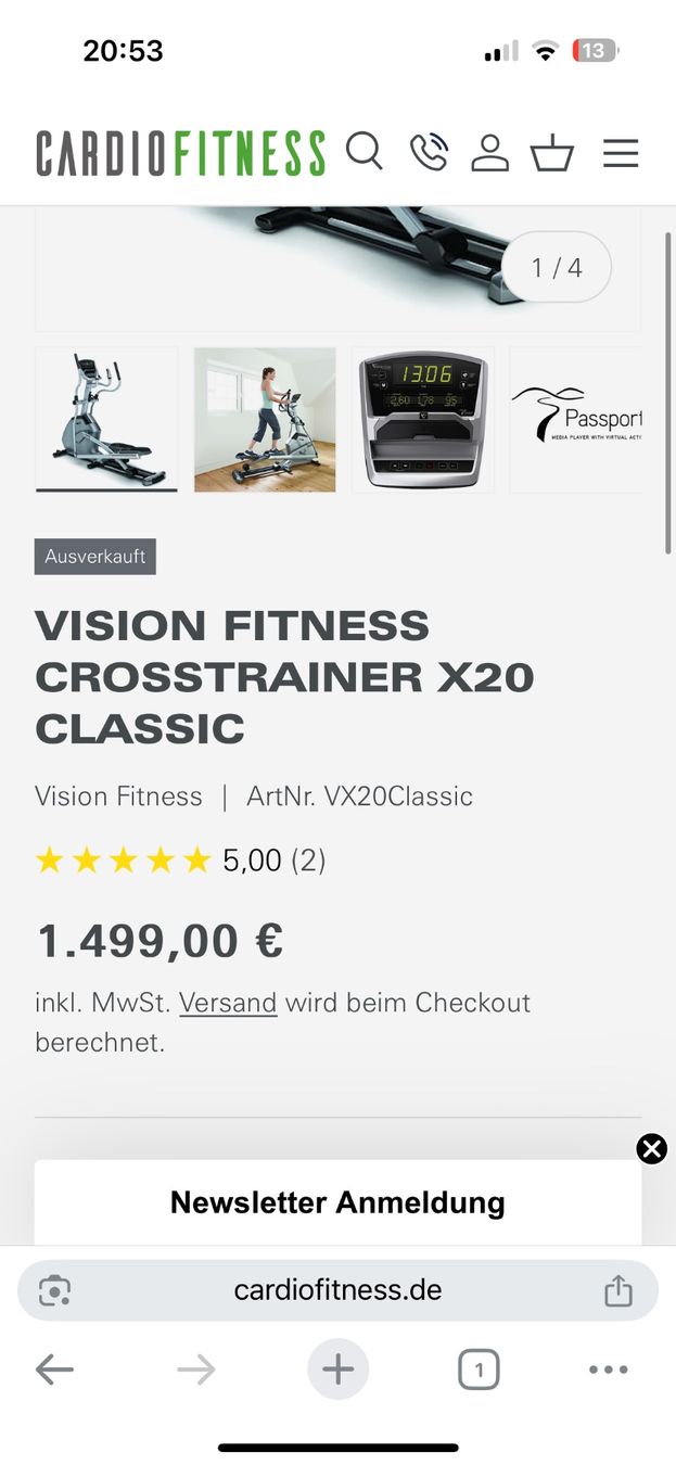 Horizon Vélos d'appartement: Crosstrainer Horizon - X20 - Elliptical trainer – D'occasion à Zürich par Armoo 3