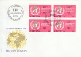 OMS 1975 Weltgesundheitsorganisation GE 5 FDC Viererblock