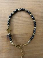 Minimalistisches Armband aus schwarzem Spinell – Handgemacht