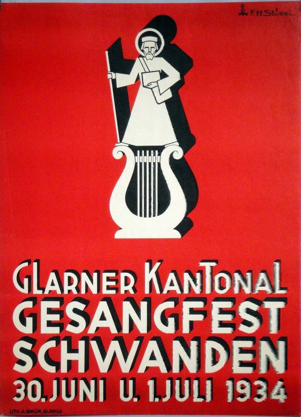 Poster & Bilder: Glarner Kant. Gesangfest Schwanden 1934 – Gebraucht aus Eggenwil von Joyart