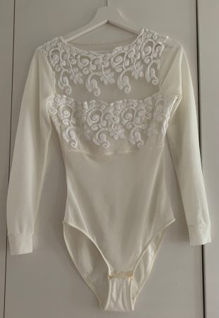 Body Damen Langarmbody  Spitzen-Dekolleté