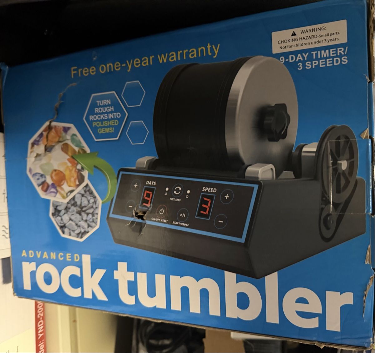 Rock Tumbler Komplettset – Steinpolierer Mit Timer, DIY Edelsteine Schleifen Für Kinder & Erwachsene, Inkl. Zubehör
