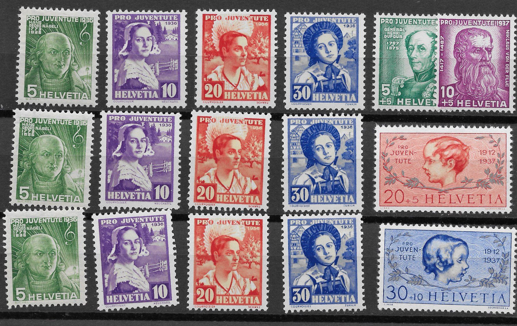Tutti i francobolli: PJ   Serien 1936&37** – Usato da Hefenhofen venduto da Richsalz