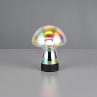LED Tischleuchte, Akku, Glas, 18 cm Höhe