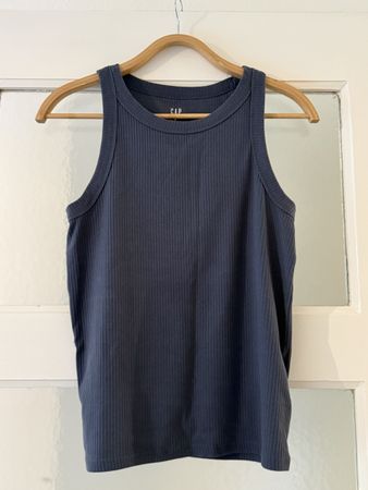 GAP Tanktop High Neck Grösse M dunkelblau Rippstrick