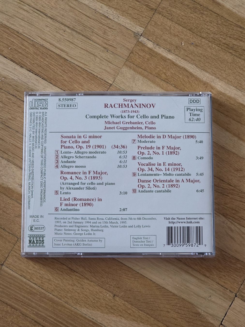 CD: CD: Rachmaninov: Complete Work for Cello and Piano – Usato da Aesch BL venduto da immon 1