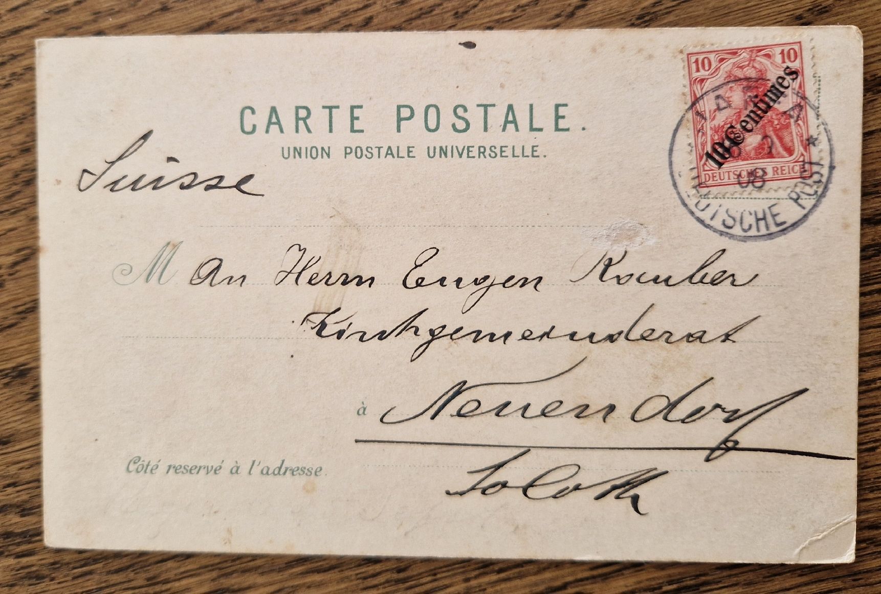 Cartoline postali: Jerusalem 1908, Deutsche Post, an Eugen Rauber, Neuendorf – Usato da Ebikon venduto da Donar50 2