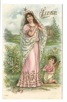 Kardinaltugend - Liebe - Dame - Engel-Amor - Präge-Litho