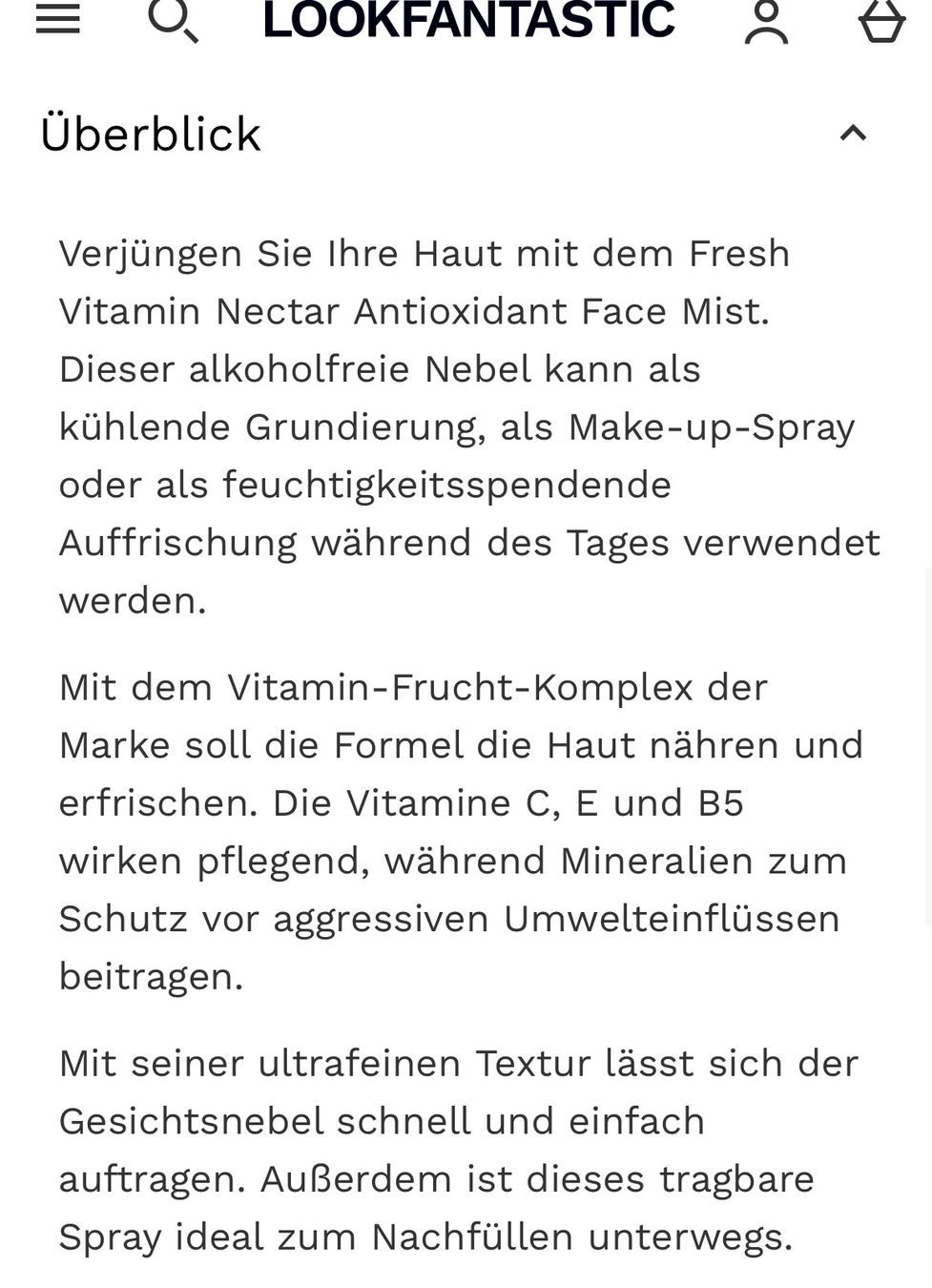 Sephora Make-up: Fresh Vitamin Nectar Antioxidant Face Mist 100ml. Neu – Nuovo e nell'imballaggio originale da Zürich venduto da deruja 7