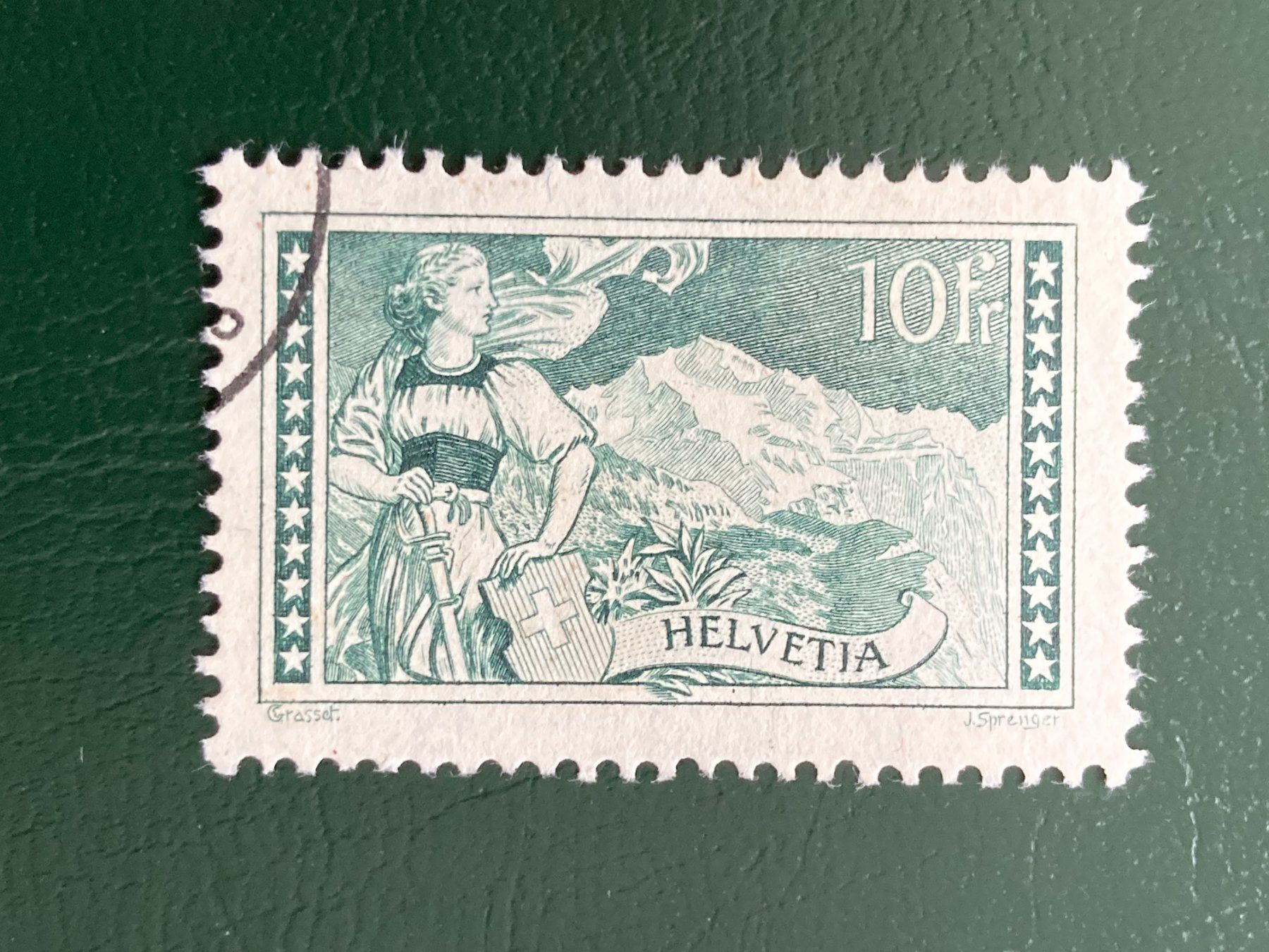 Tutti i francobolli: Schweiz 1930 Jungfrau 10 Fr. gestempelt – Usato da Winterthur venduto da schnueps