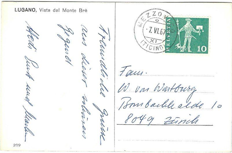 Cartoline postali: Alte AK Lugano, Vista dal Monte Brè – Usato da Rheinfelden venduto da wil_m7gh 1