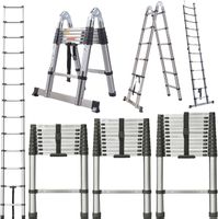Teleskopleiter 5m Klappleiter 2 in 1 Edelstahl Leiter