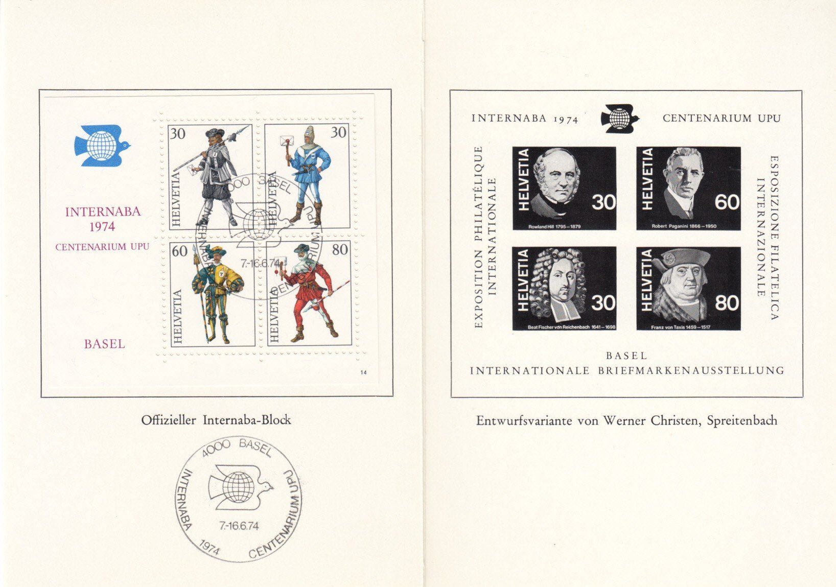 Tutti i francobolli: SBK W50 und Entwurf Internaba 1974 – Usato da Bürglen TG venduto da StampGraf 1