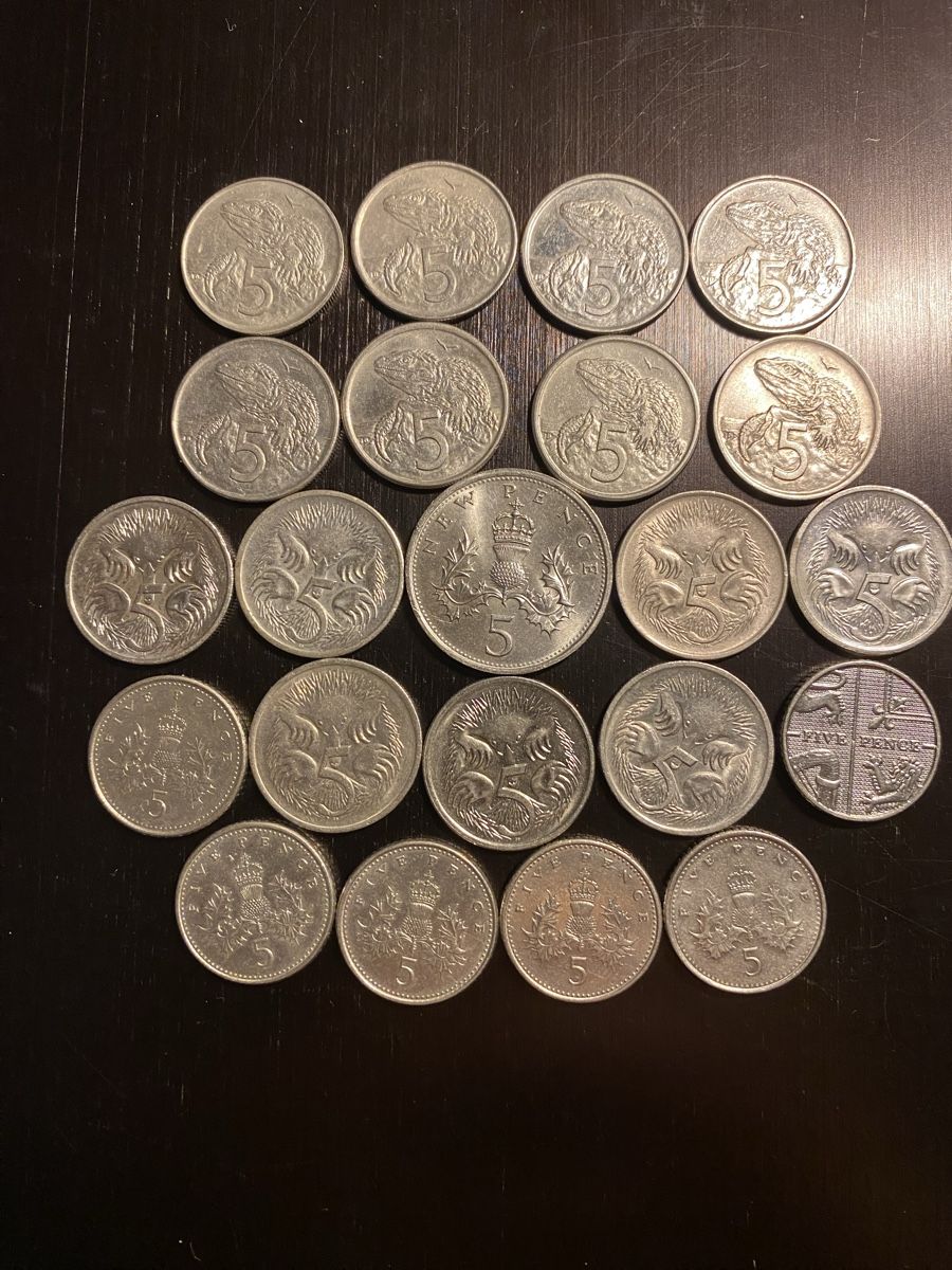 Tutti le monete: Royaume-Uni, lot de 22 pcs de 5 pence – Usato da Corsier-sur-Vevey venduto da Ginoarturo 1