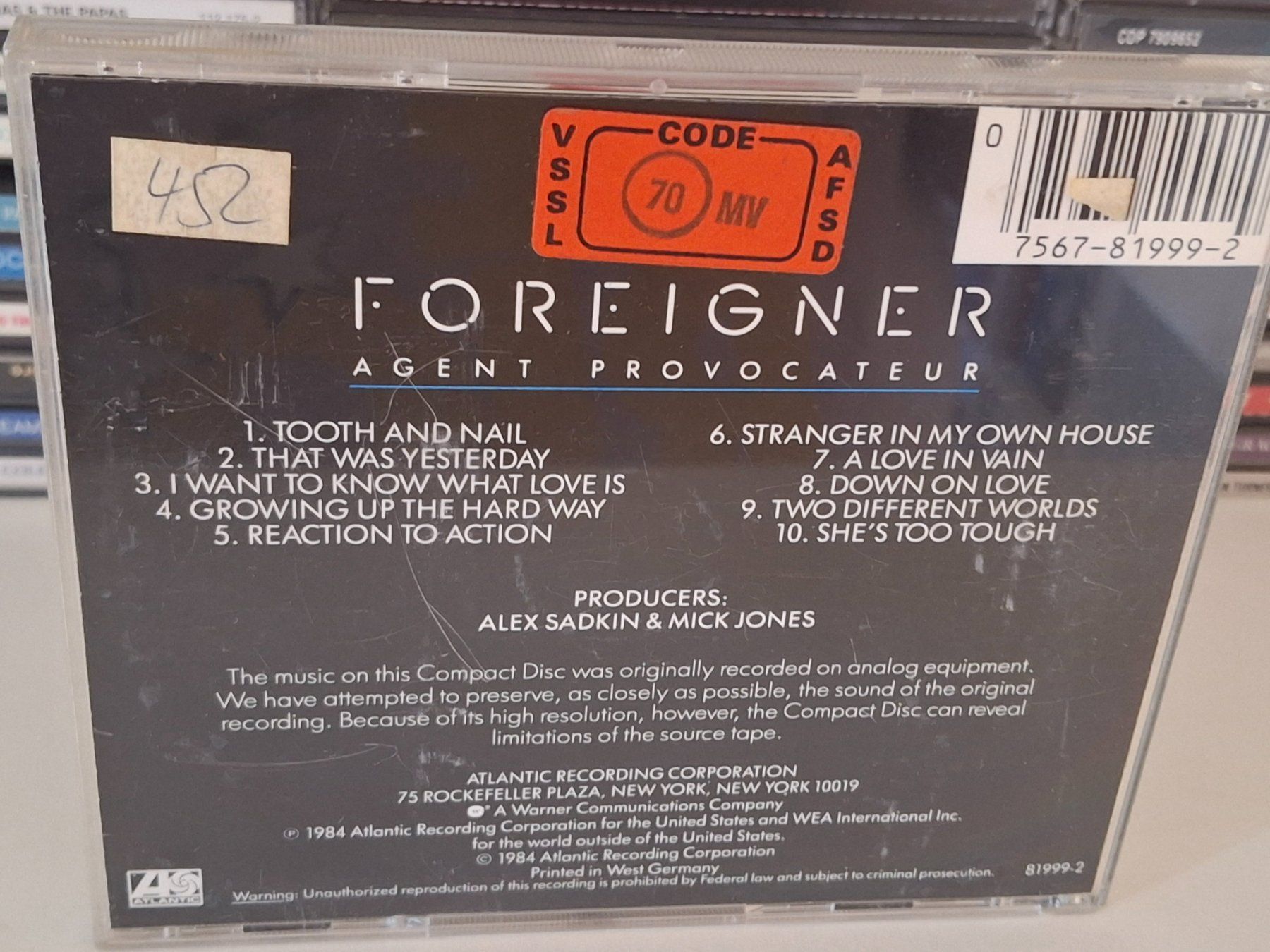 CDs: CD FOREIGNER - AGENT PROVOCATEUR – Gebraucht aus Aarberg von Jackup1 1