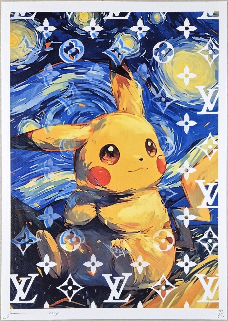 Death NYC Ltd Ed Pop Art Druck quot Vuitton Van Gogh Pikachu (Neu (gemäss