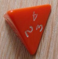 Würfel 4er Flächen orange mit weisser Schrift ca. 2x2cm 1-4