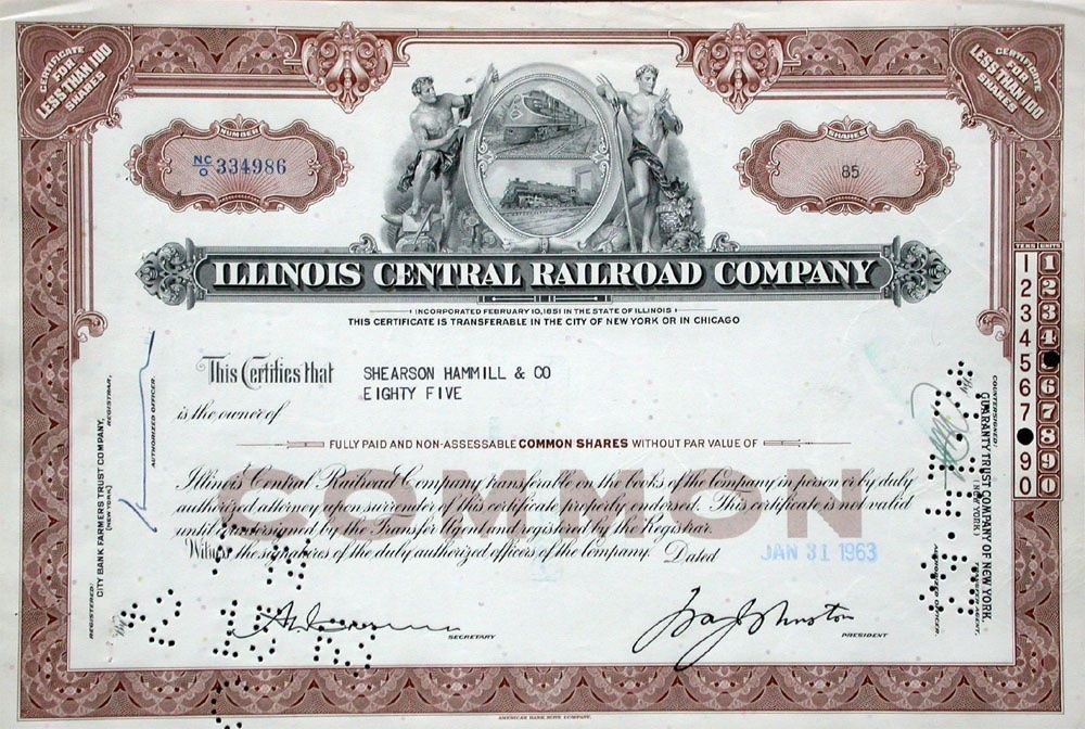 Dokumente: Illinois Central Railroad Company - 1963 – Gebraucht aus Solothurn von Sgasche