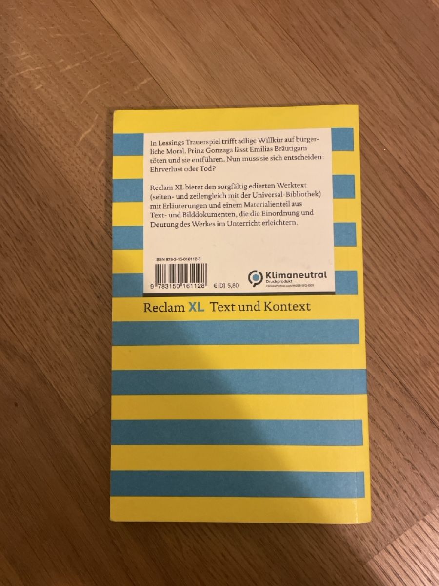 Libri: Lessing Emilia Galotti Reclam – Usato da Cham venduto da livvv 1