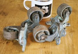 4 Lenkrollen Gusseisen, Möbelrollen, Laufräder