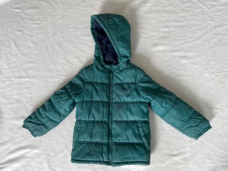 Veste d'hiver / doudoune capuche vert Tex 5-6 ans