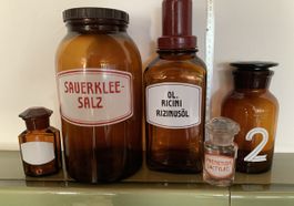 5  verschiedene Apothekerflaschen 