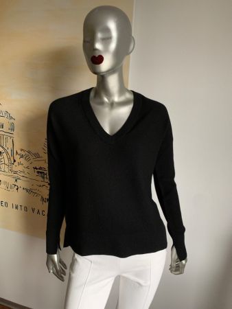 Rag & Bone: Schwarzer Merino-Pullover mit V-Ausschnitt