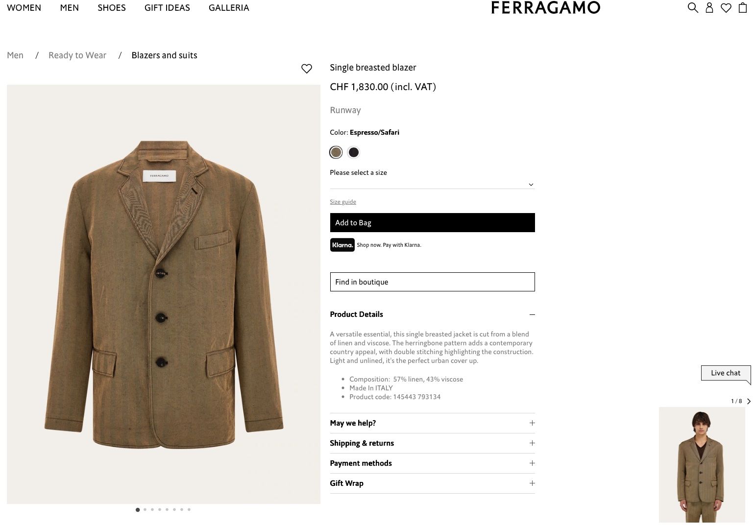 Salvatore Ferragamo Giacche: Blazer Salvatore Ferragamo - 100% lin – Usato da Givrins venduto da Nicolux01 6