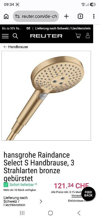 Soffioni doccia: Handbrause brushed bronze – Nuovo e nell'imballaggio originale da Embrach venduto da Manuel.monteiro 1