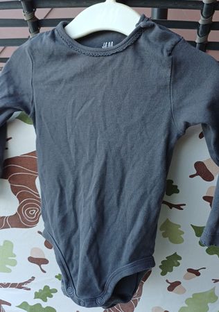 Body H&M Langarm Dunkelgrau Grösse 74
