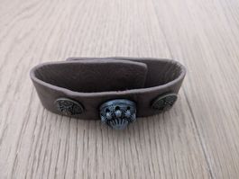 Cool leather bracelet, unisex, arabic-like motives