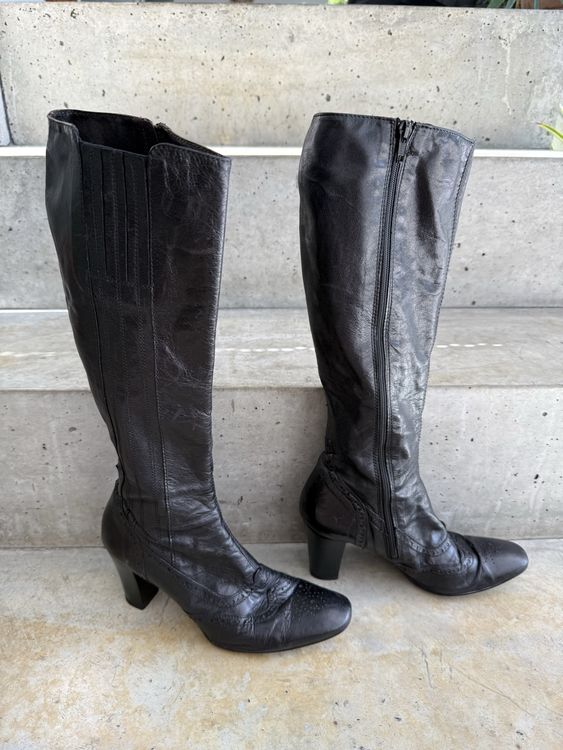 Damenschuhe: Bottes vintage cuir noir 37 Stiefel Stivali Boots US 6 UK 4 – Gebraucht aus Gipf-Oberfrick von SecondHandMisc 1