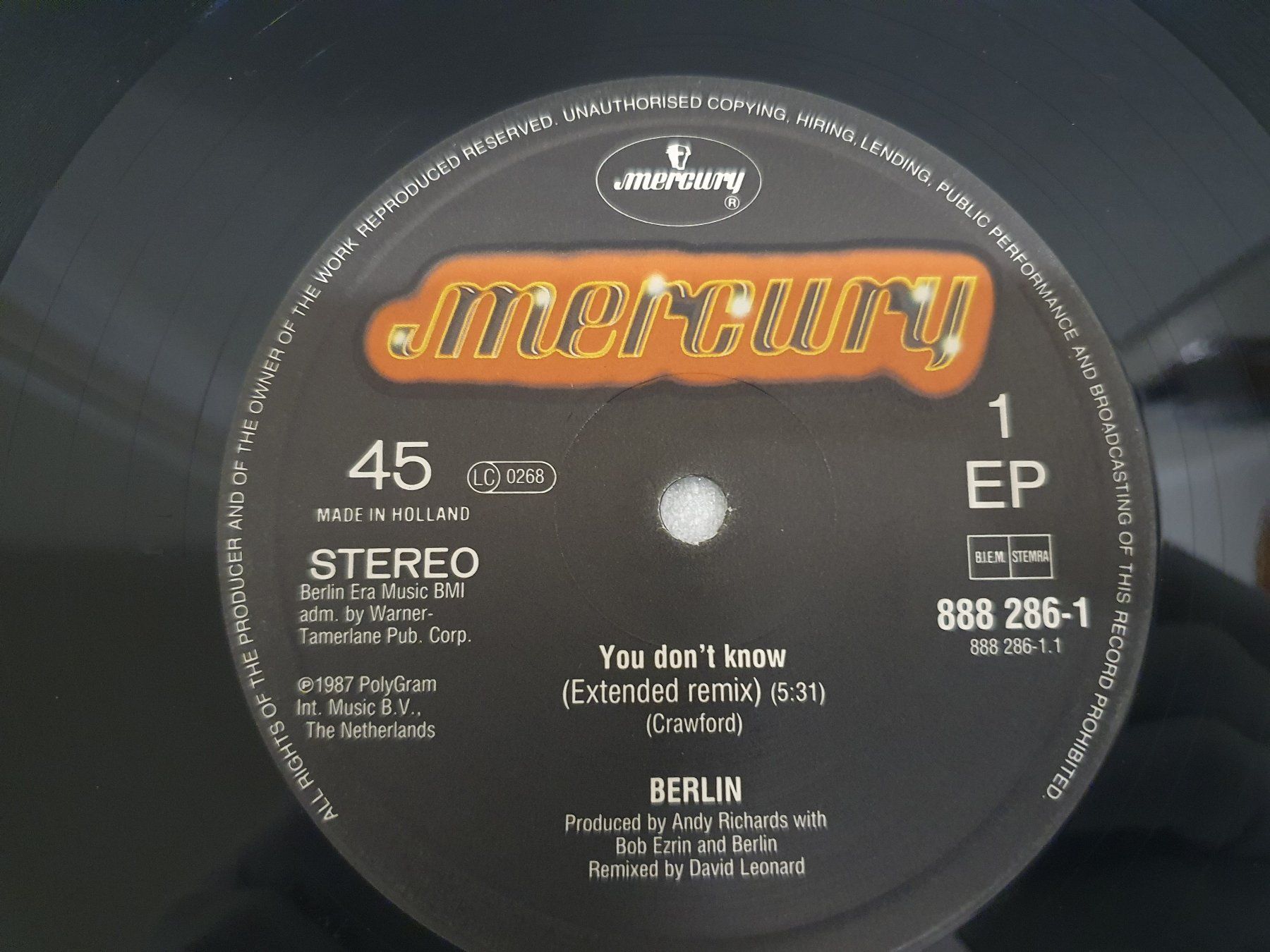 Dischi in vinile: Berlin – You Don't Know – Usato da Uster venduto da Vinyl-Leidenschaft 3