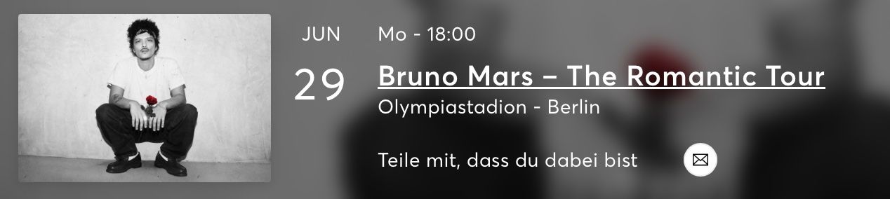 Billets: Bruno Mars Berlin 29.06.26 – Neuf avec emballage d'origine à Wermatswil par Jara.a.s