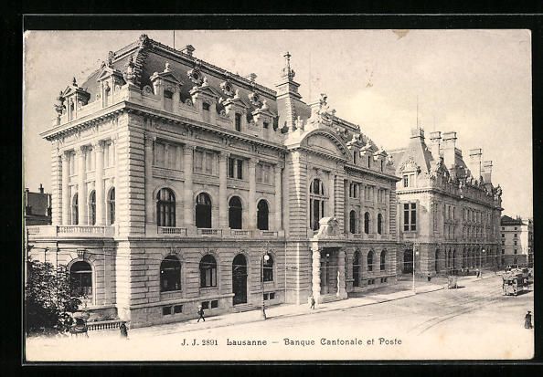 Cartoline postali: AK Lausanne, Banque Cantonale et Poste – Usato da Berlin venduto da bartko-reher
