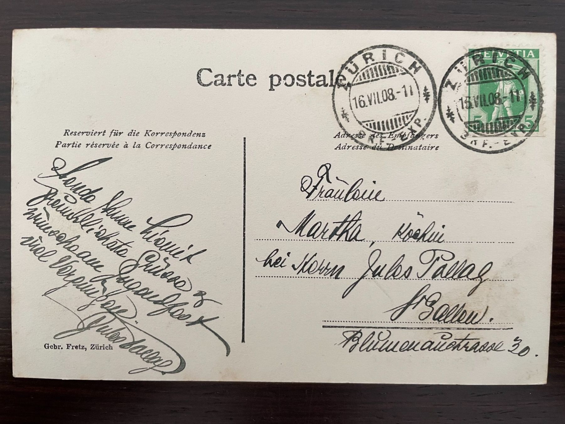 Ansichtskarten: ZÜRICH V Asylstrasse 40, Klinik, 1908 – Gebraucht aus Wald ZH von TLILEF 1