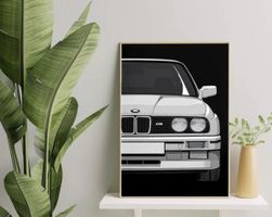 White BMW M Poster Leinwandbild 40x60cm NEU (Rahmenlos)