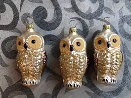 3 Eulen Eule Vogel Christbaumschmuck