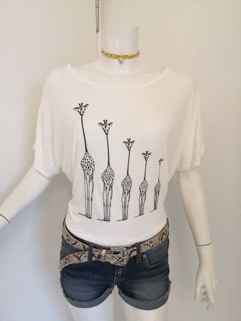 🤩BOHO-CHIC T-SHIRT WEISS & GIRAFFEN-DRUCK NEU & D&G P.