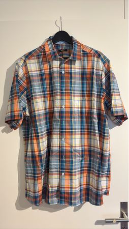 Hemd kariert orange blau guter Zustand