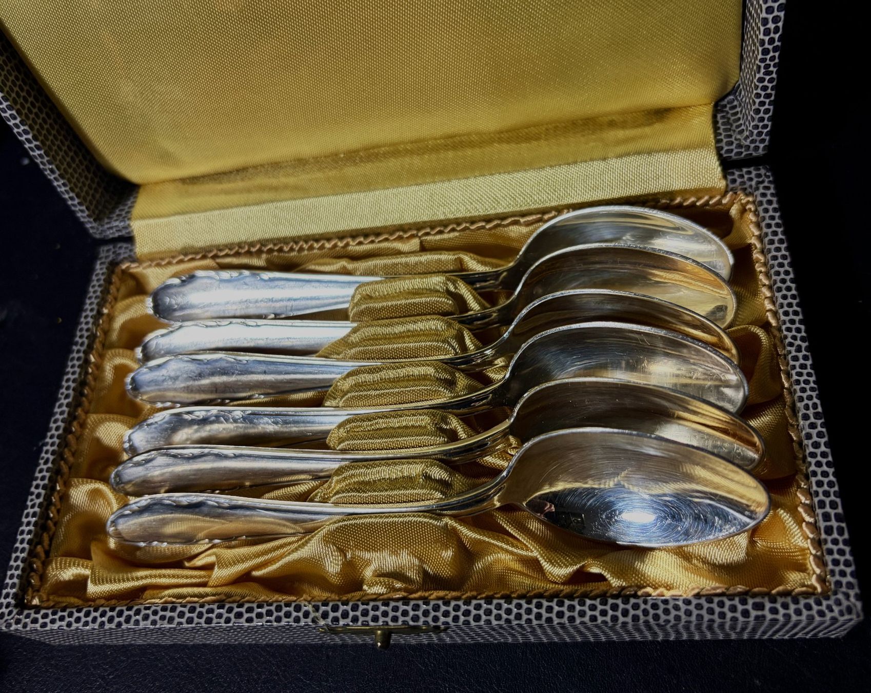 6 kleine Löffel MFN 90 versilbert mit Box ca 100 Jahre alt (D'occasion ...