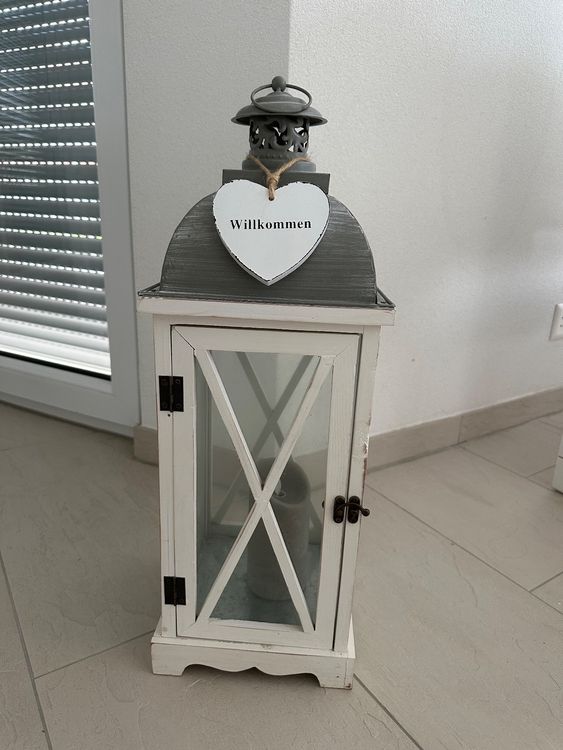 Laterne im Shabby Chic Stil weiss/grau Kaufen auf Ricardo