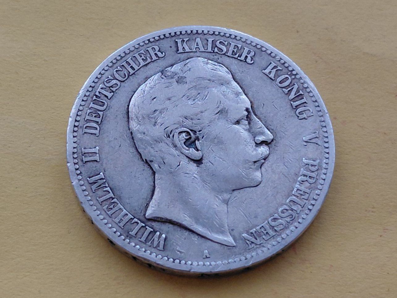 Tutti le monete: Preussen 5 Mark "Wilhelm II" 1900 A Silber – Usato da Buchs SG venduto da numispatica