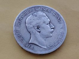 Preussen 5 Mark "Wilhelm II" 1900 A Silber