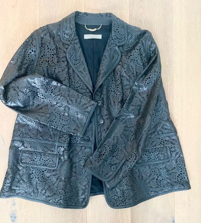 Marina Rinaldi Lederjacke Gr. 2 XL Braun Muster