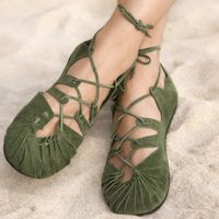 Sandalen Leder Bundschuhe Grün Gr. 38 Larp Mittelalter Römer